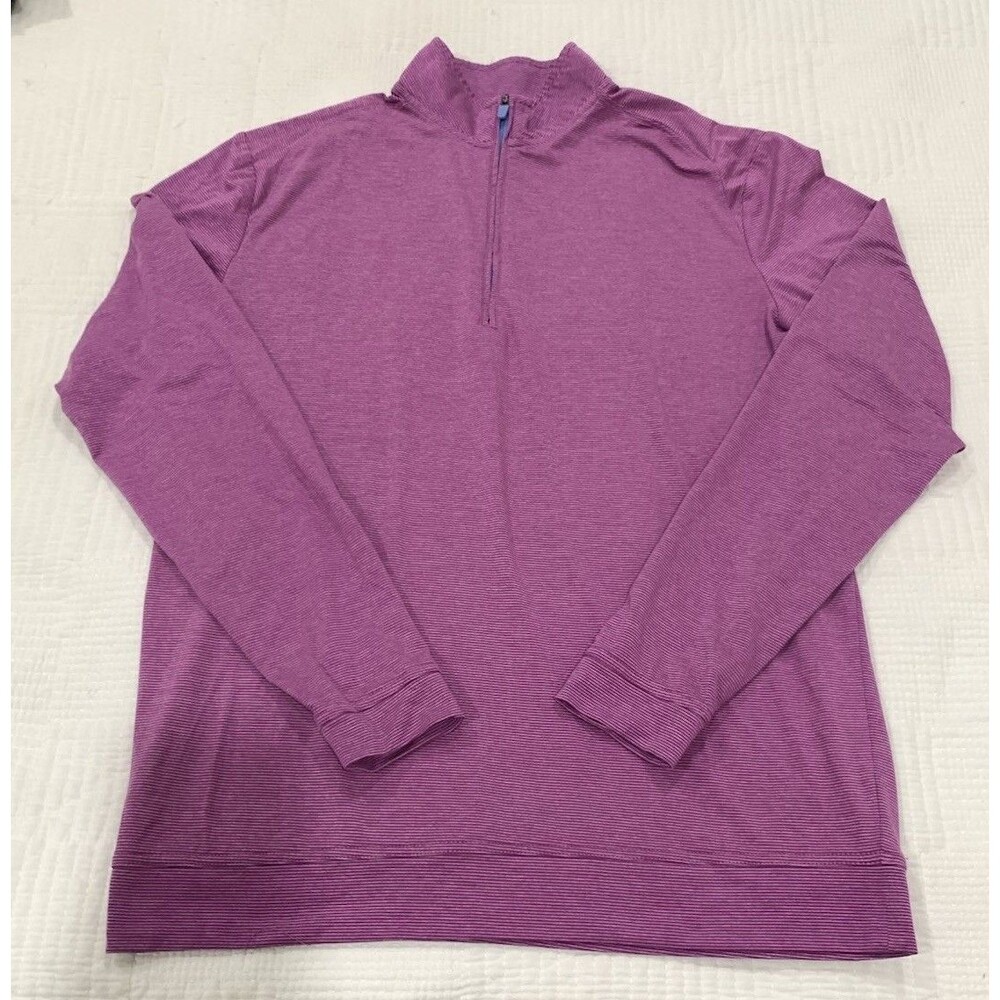 Johnnie-O Vaughn Performance 1/4 Zip Pullover Mens Size M Jam Purple Striped